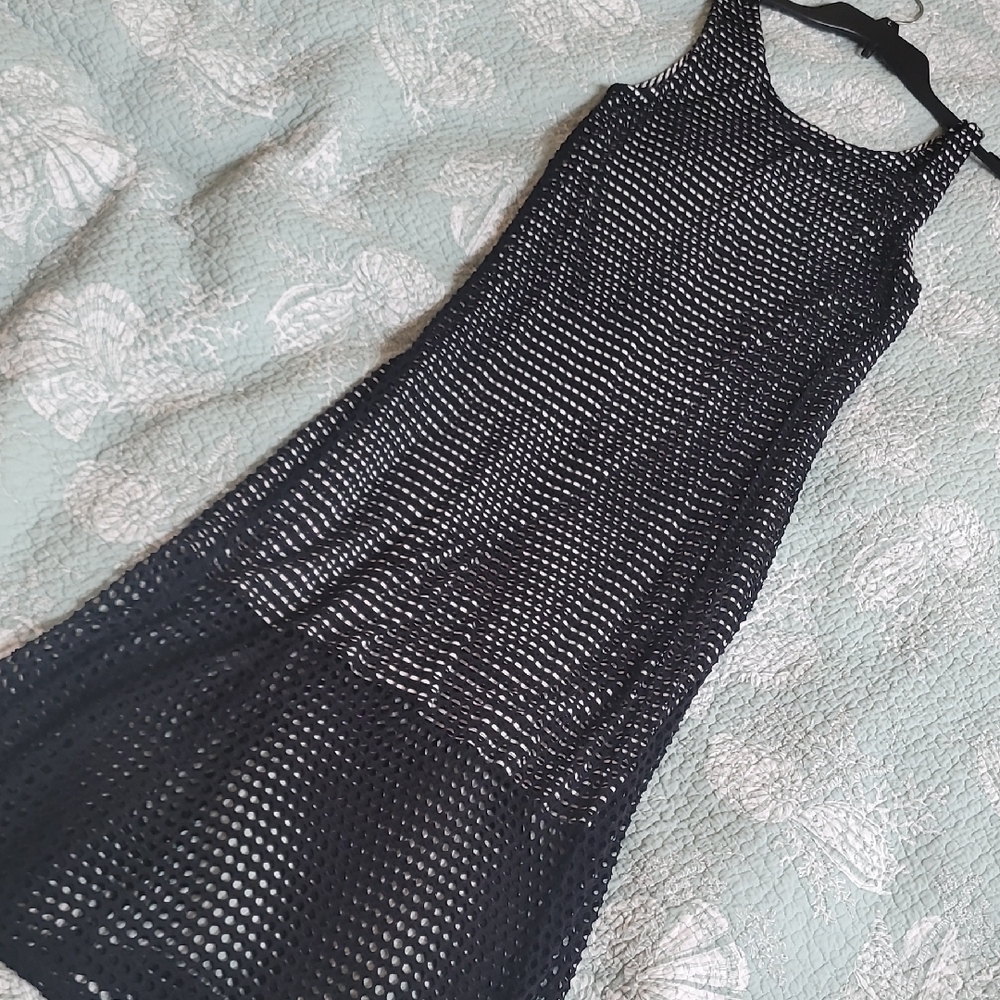 Bobeau Black High Low Crochet Dress